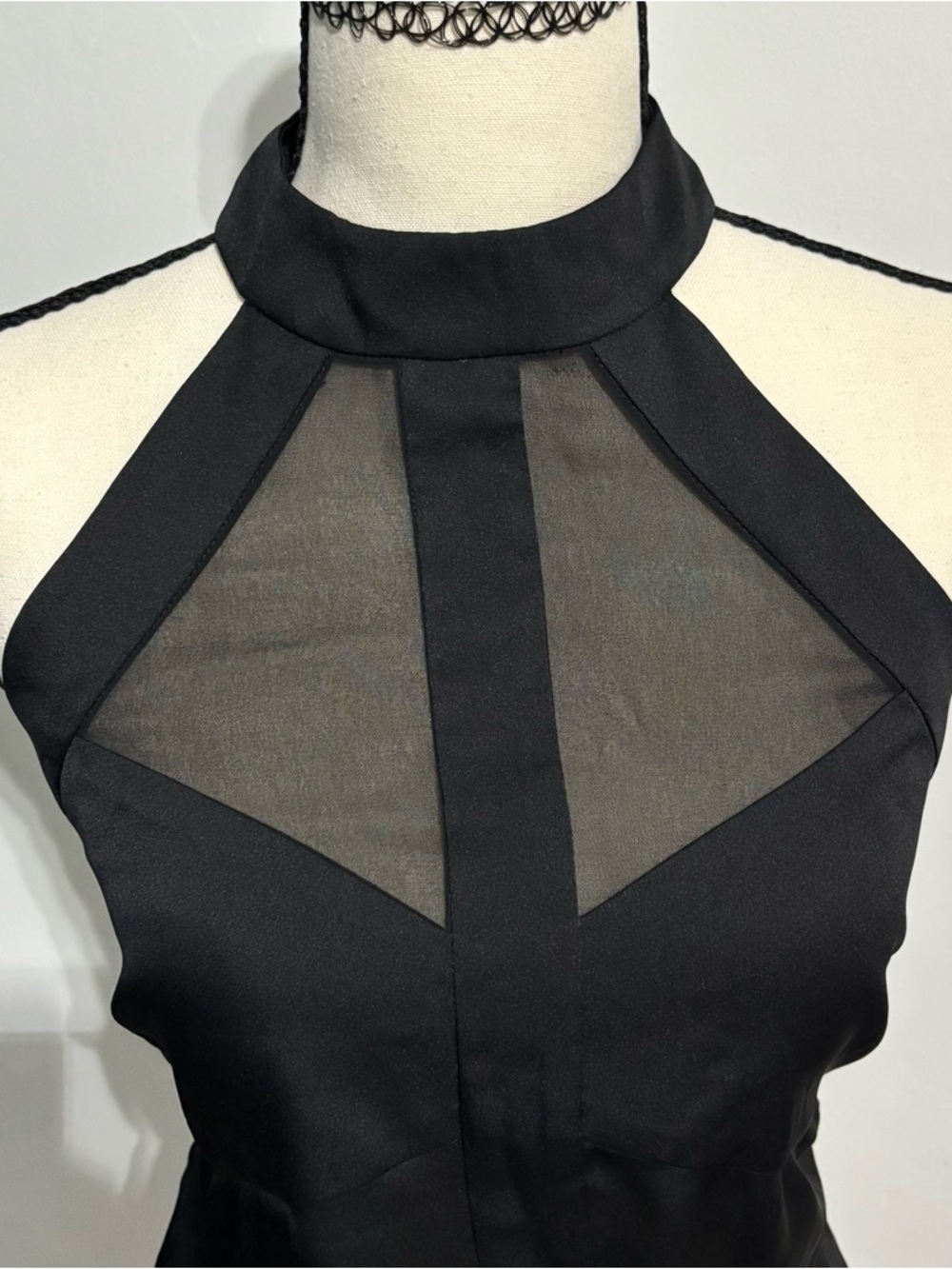 BCBGMaxAzria Black Sheer Halter Top - Picture 2 of 6